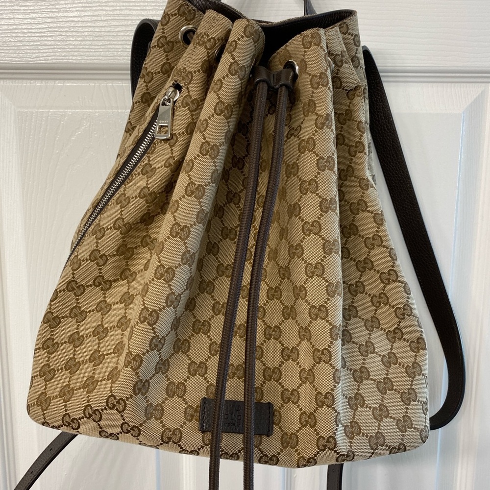 Gucci Beige Drawstring Backpack